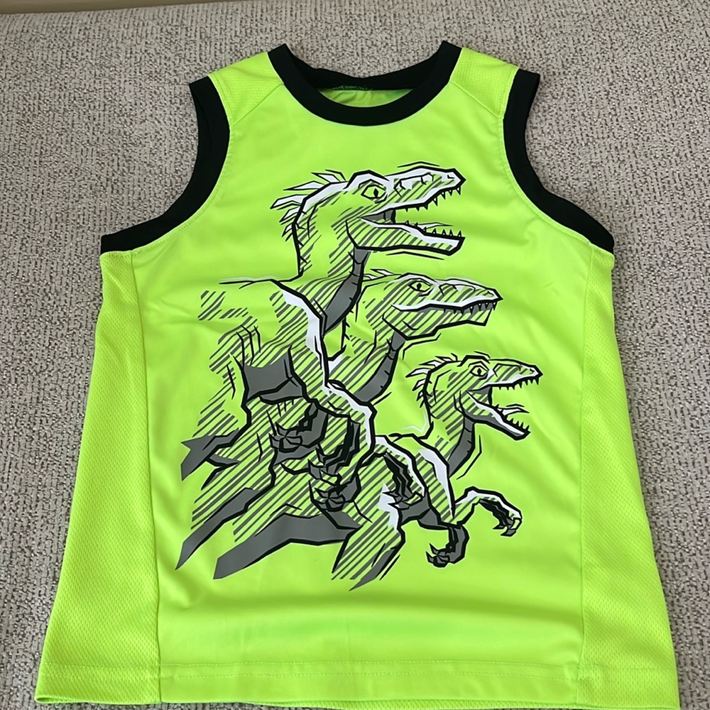 Boys yellow tank with dinosaur